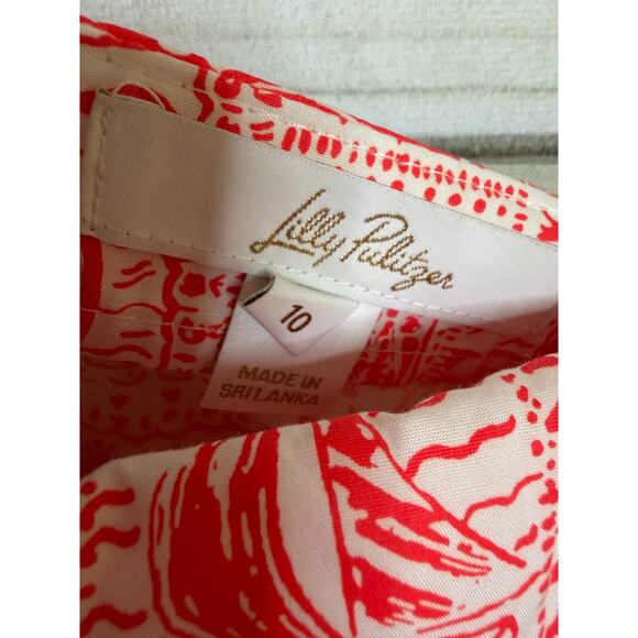 Lilly Pulitzer Sz 10 Skort Red White Seashell Print Preppy Vacation Summer - Picture 5 of 7